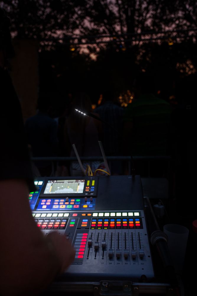 Sound mixer during a night concert
