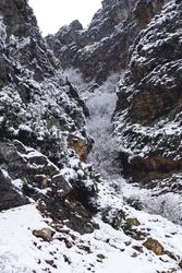 Mountain river splashing on rocks
