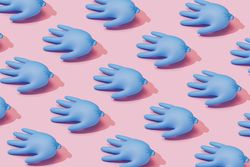 Blown up balloon-like latex glove pattern