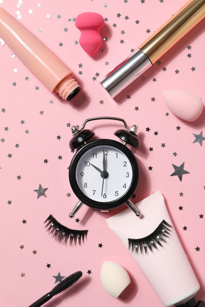 concept of cosmetology tools and beauty treatment, false eyelashes