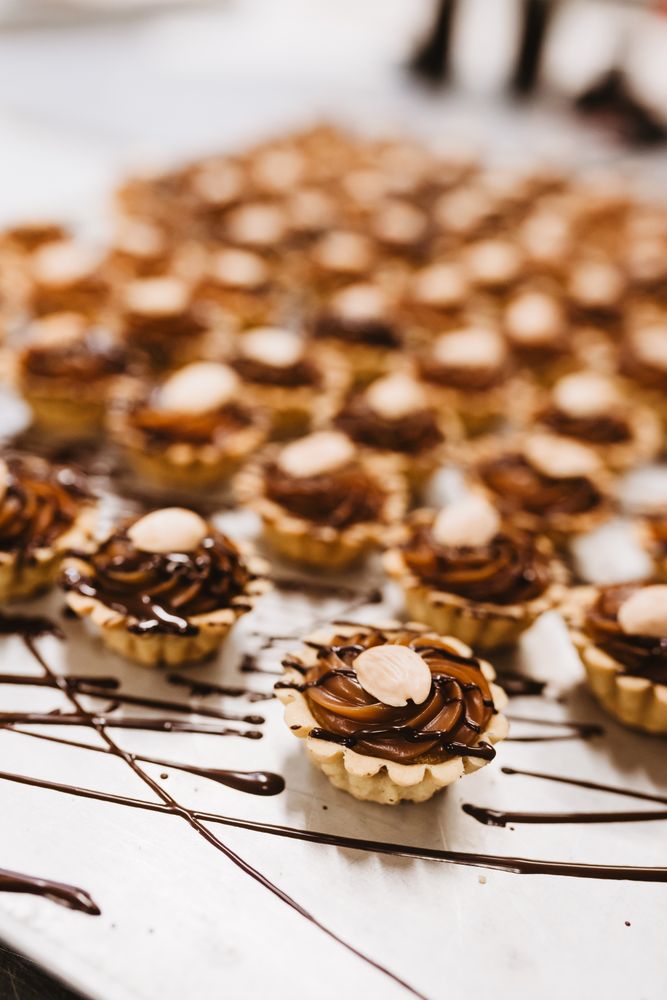 Delicious desserts with nuts and caramel