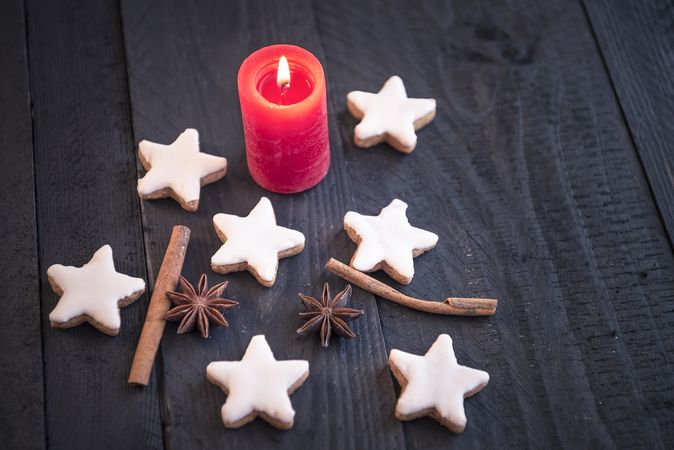 Star shape cookies and candlelight