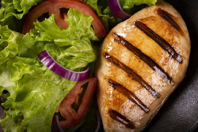 Tasty grilled chicken with salad.