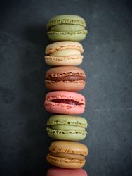 Row of delicious sweet macaroons