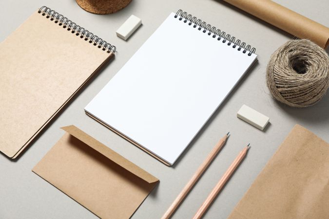 Mockup. Corporate stationery on grey background, copy space