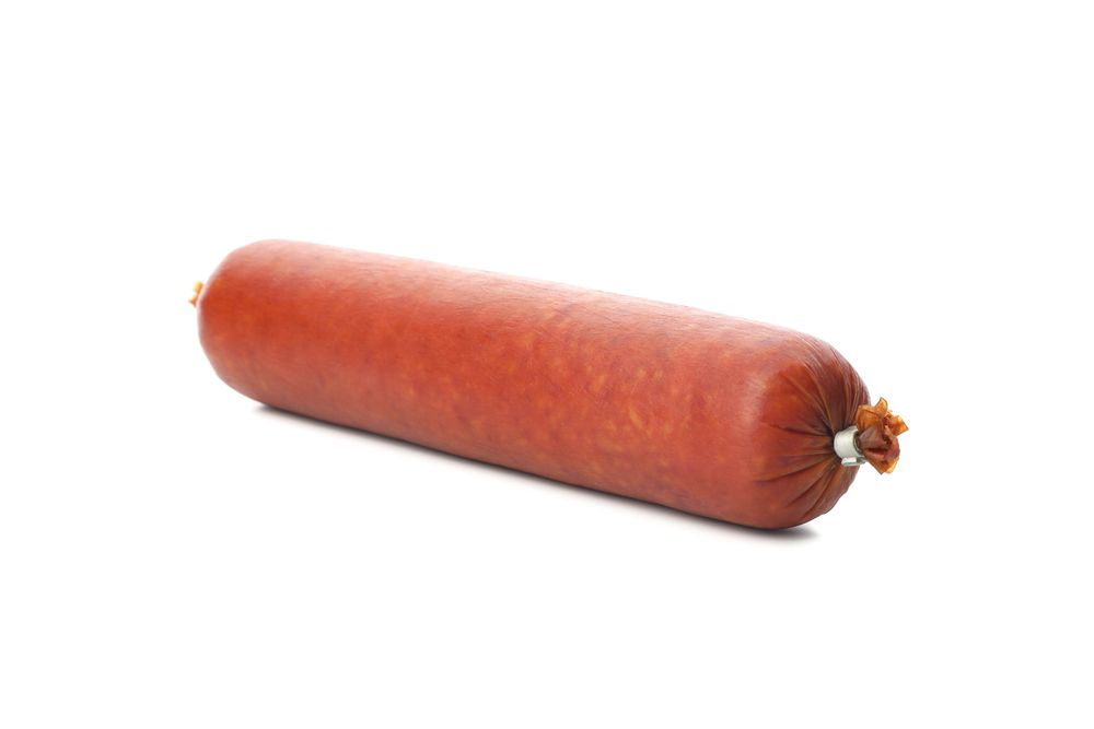 Encased meat in blank room