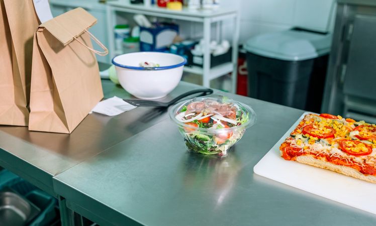 Ordering food in a restaurant kitchen