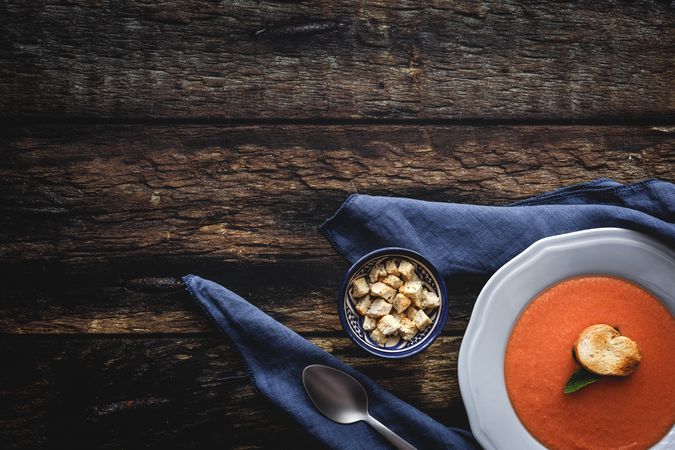 Homemade typical Spanish gazpacho. Tomato soup