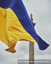 London, England, United Kingdom - March 5 2022: Ukraine flag flying in  Trafalgar Square 56eol0