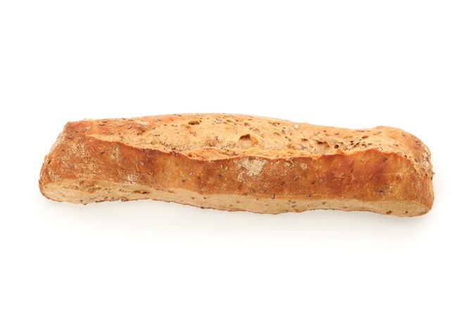 Wheat bread isolated on plain background, top view. Bakery products
