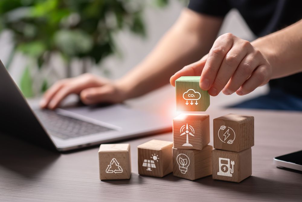 Carbon neutrality concept; green business transformation and the desire to find a balance between carbon emissions and climate change