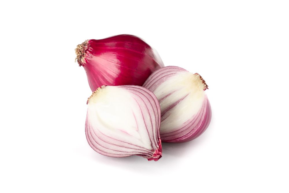 Fresh red onion isolated on blank background