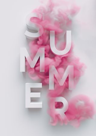 Pink clouds surround the light text “SUMMER”