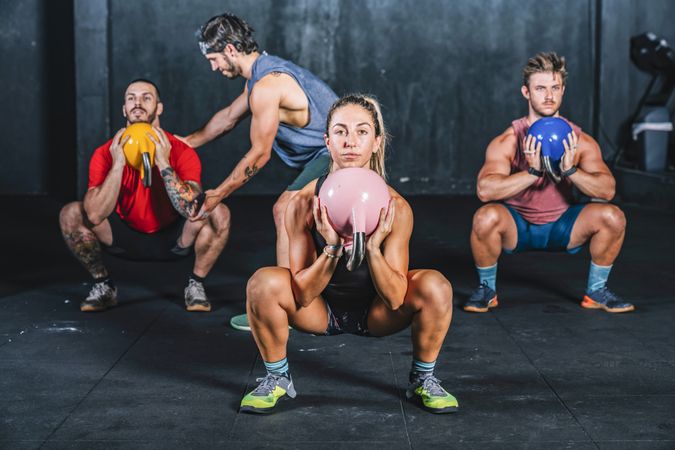 Concentrated muscular mates training in sport club