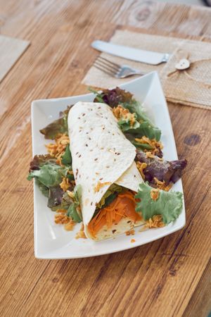Healthy shawarma on plate