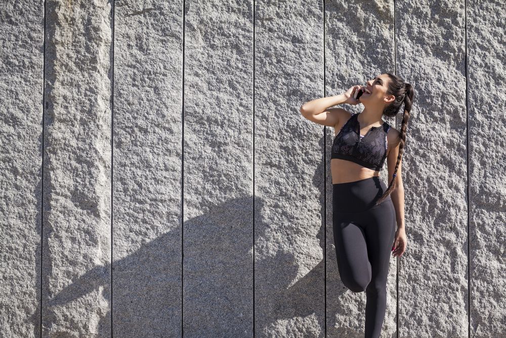 brunette woman running