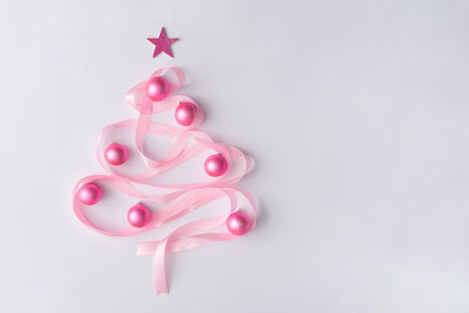Christmas tree made of pink satin ribbon