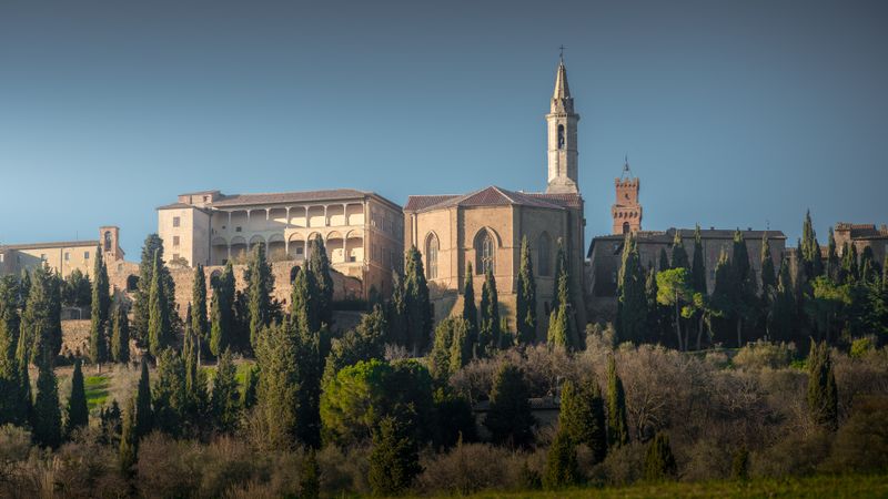 Aged cathedral in green rural land