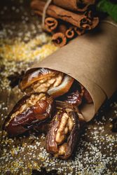 Dates fruits with walnuts, mint and cinnamon for Ramadan