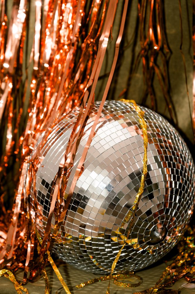New Years Eve Background with Tinsel Curtain, Glittery, Party Background