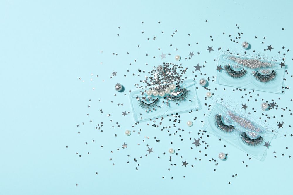 False eyelashes, concept of different makeup accessories