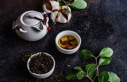 Tea concept on stone background