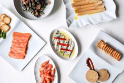Delicious seafood served on plates