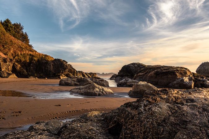 Tide pools in late afternoon as the tide is out
