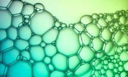 Abstract background bio technology, macro photography foam and water with gradient background. Molecule multicolor backgorund