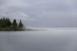 Fog rolling into Two Harbors, Minnesota