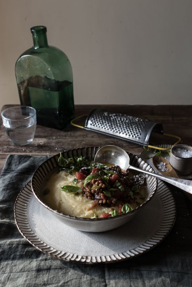 Polenta with vegetarian ragut