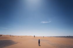 Bearded cowboy in desert