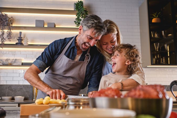 Family having fun while cooking