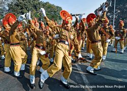 Military men dressed and parading for Republic Day in India 5qKjYb