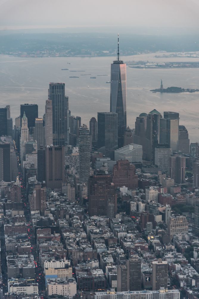 Cityscape of Manhattan at sunset