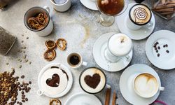 Coffee varieties on stone background
