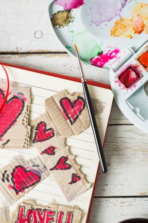 Love symbols hand painted in watercolor