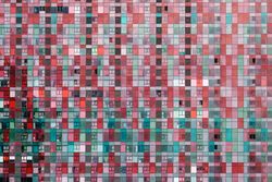 Colorful windows in an office block