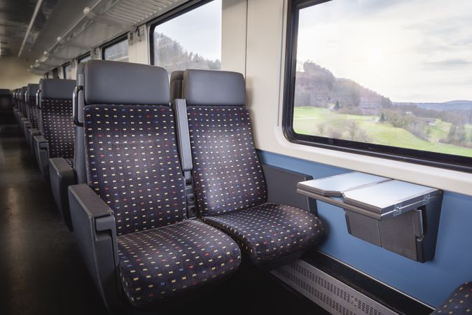 Train interior with empty seats
