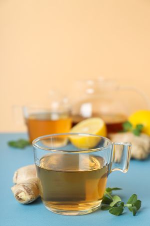 Cold treatment, healthcare concept - tea with ginger