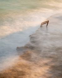 Cloudy fog over waving sea