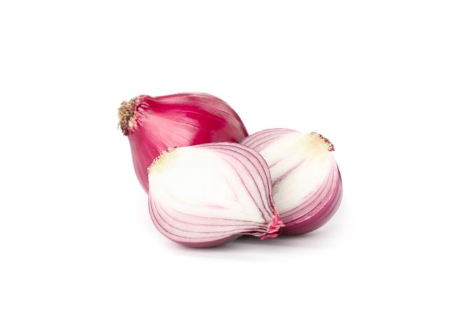 Fresh red onion isolated on blank background
