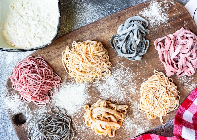 Top view of homemade pasta