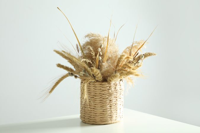 Basket of dried floral arrangement