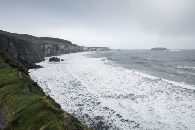 Northern Ireland coastline with waves