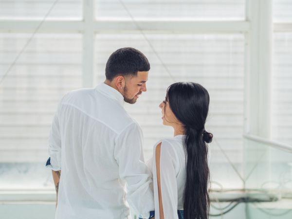 Man and woman embracing with love