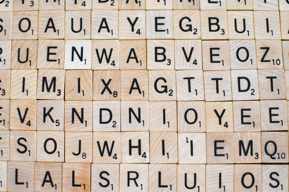 A group of boardgame tiles - letters
