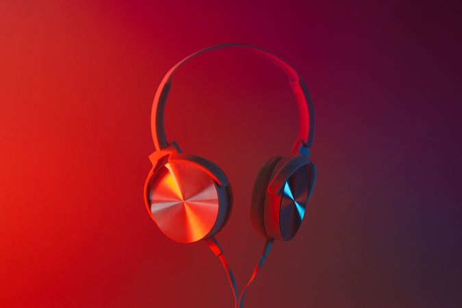 Concept of listening audio, music with headphones