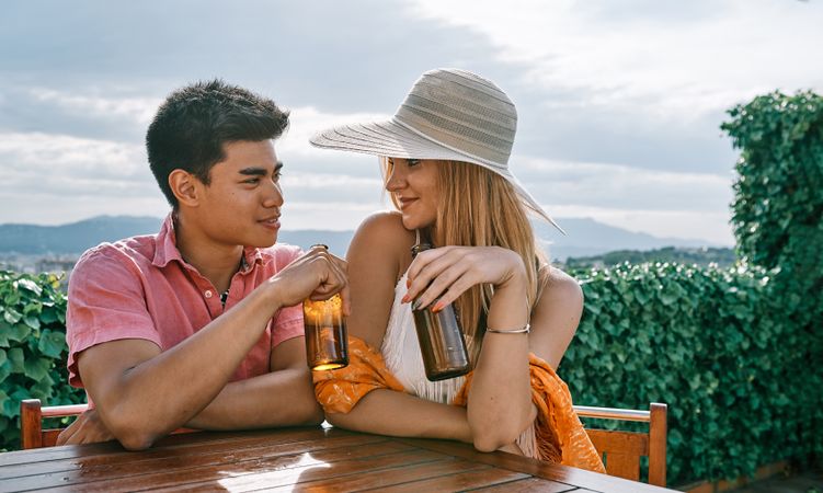 A woman and man dating