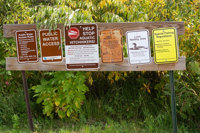 Public water access and loon nesting signs in Itasca County, MN